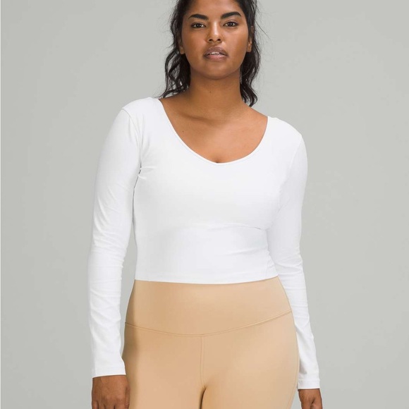 Lululemon Athletica Align White Long Sleeve Crop Shirt - Picture 1 of 4